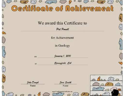 Geology certificate