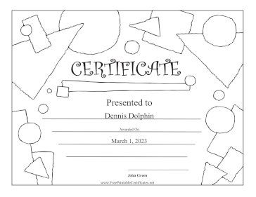 Geometric Shapes Black and White certificate