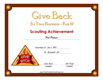 Give Back Badge certificate