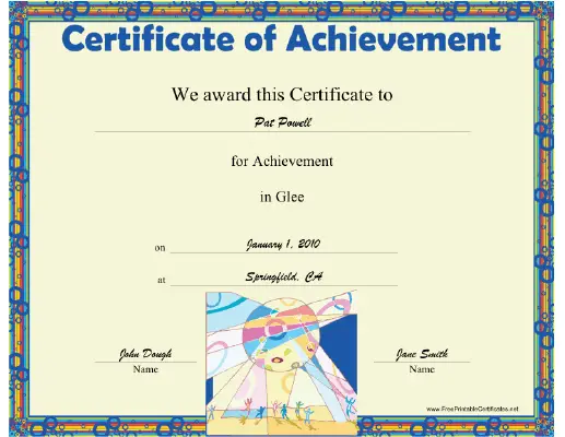 Glee certificate