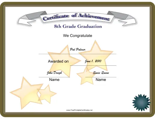 8th Grade Graduation certificate