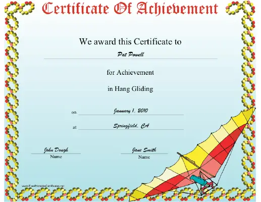 Hang Gliding certificate