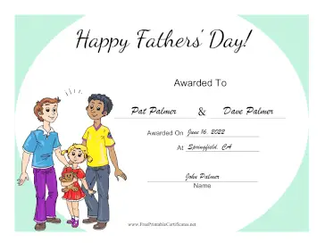 Happy Fathers Day certificate