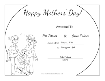 Happy Mothers Day BW certificate
