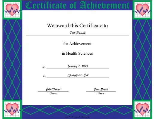Health Sciences certificate