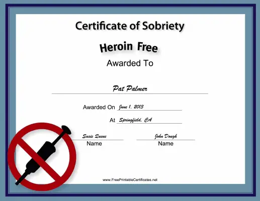 Heroin-Free certificate