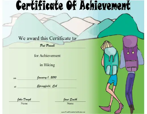 Hiking certificate