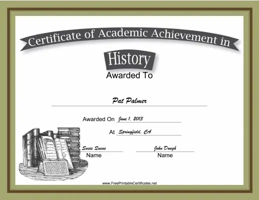 History Academic certificate