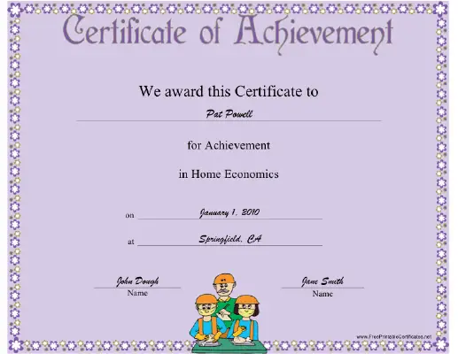 Home Economics certificate