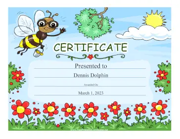 Honey Bee And Flowers certificate