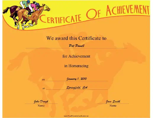 Horseracing certificate