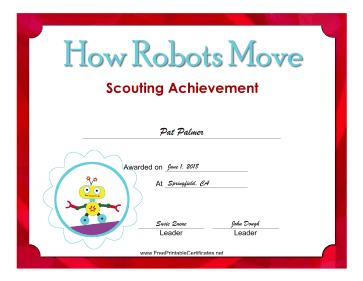 How Robots Move Badge certificate