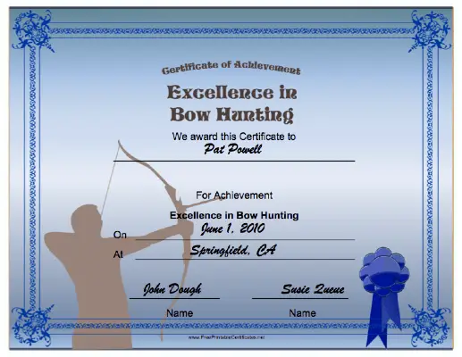 Hunting Bow Achievement certificate