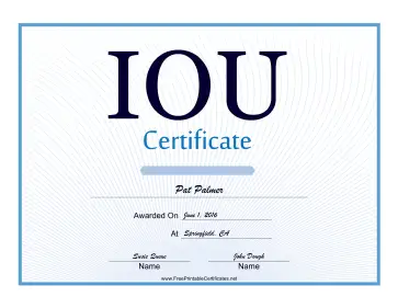 IOU certificate