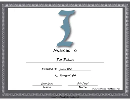 I Monogram certificate