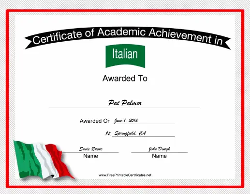 Italian Language certificate