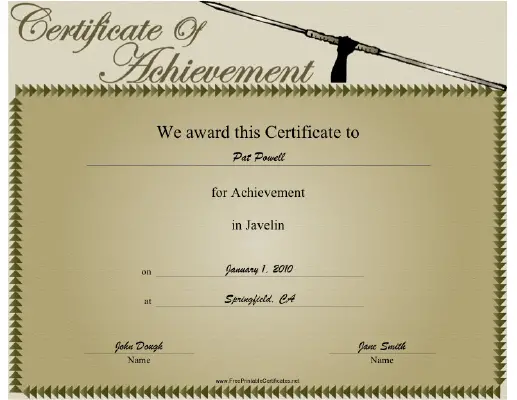 Javelin certificate