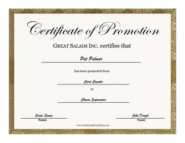 Job Promotion certificate