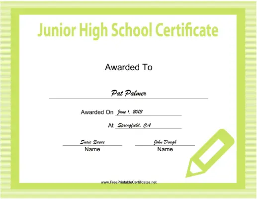 Junior High School certificate