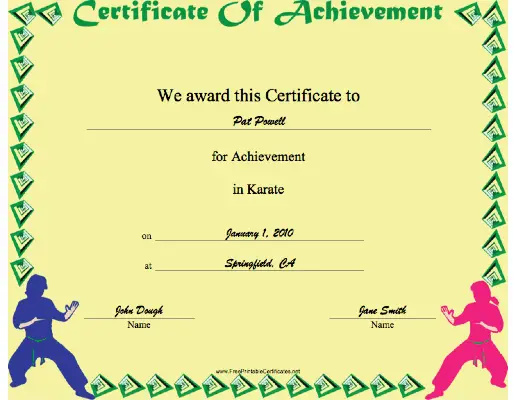 Karate certificate