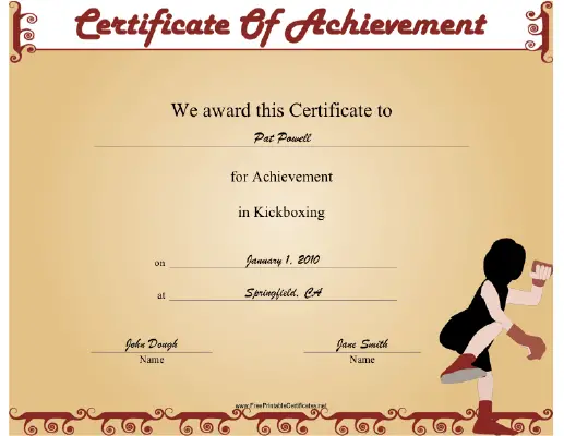 Kickboxing certificate