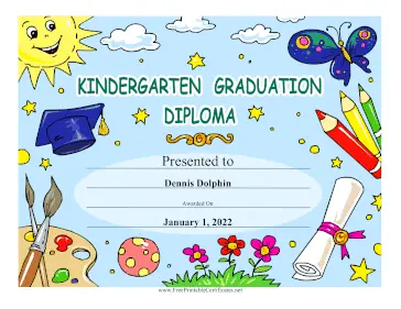 Kindergarten Graduation Diploma certificate