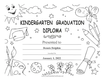 Kindergarten Graduation Diploma Black and White certificate