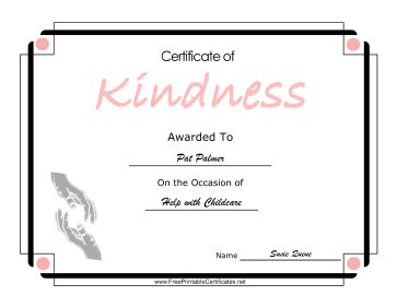 Kindness certificate