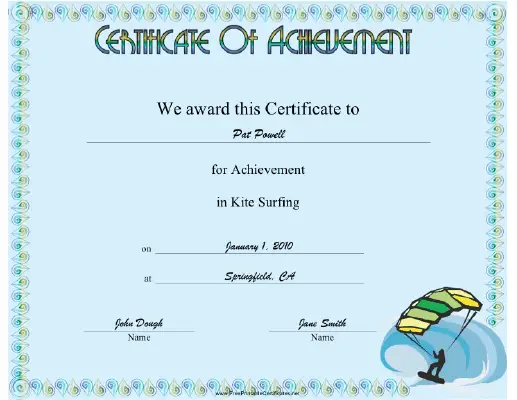 Kite Surfing certificate