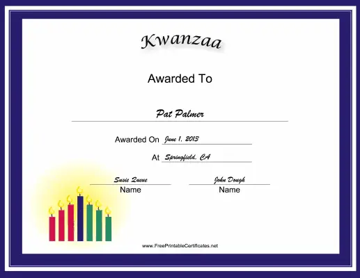 Kwanzaa Holiday certificate