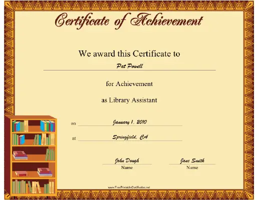 Library Assistant certificate