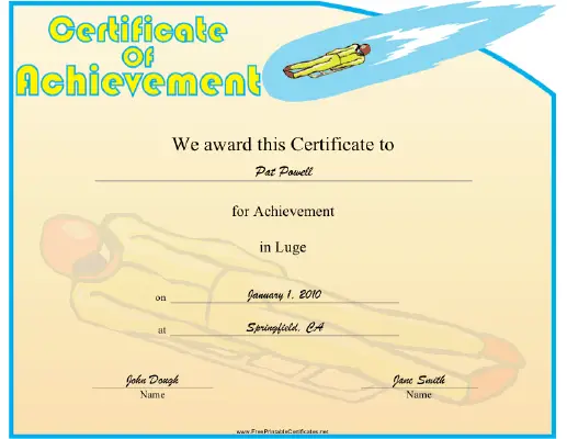 Luge certificate