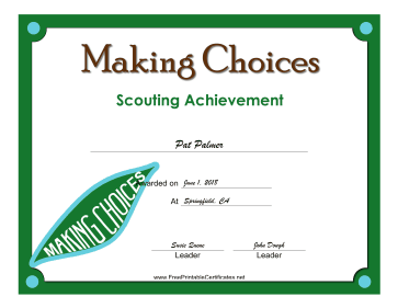 Making Choices Badge certificate
