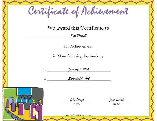 Manufacturing Technology certificate