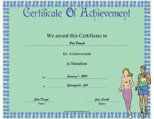 Marathon certificate