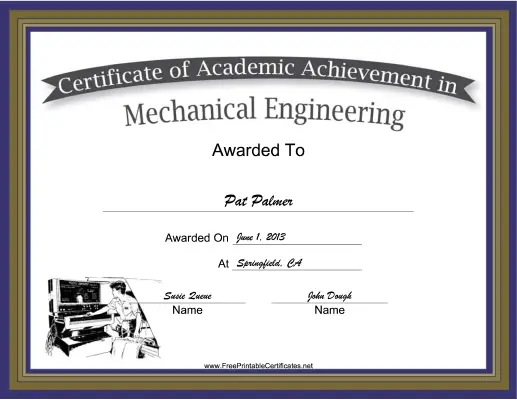 Mechanical Engineering Academic certificate