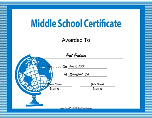 Middle School certificate