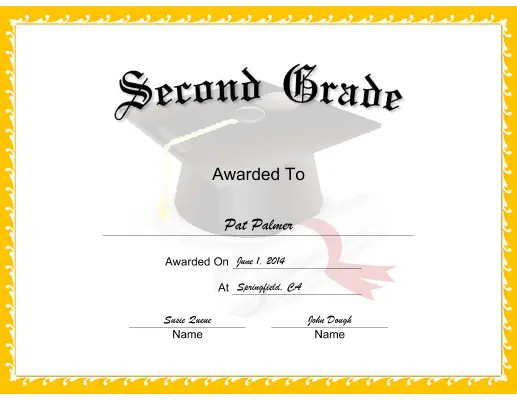 Mortarboard Grade 2 certificate