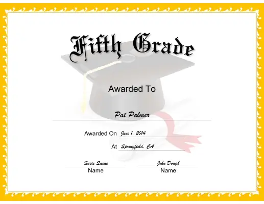 Mortarboard Grade 5 certificate
