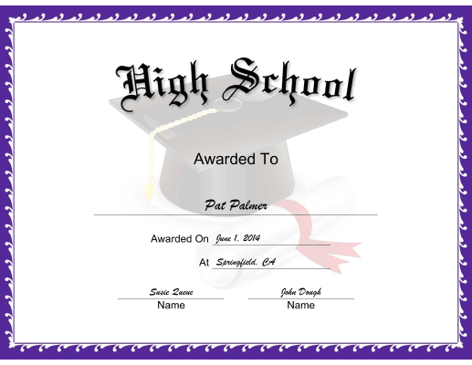 Mortarboard High School certificate