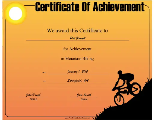 Mountain Biking certificate