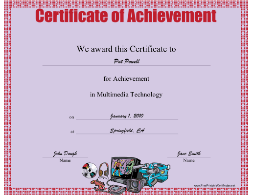 Multimedia Technology certificate