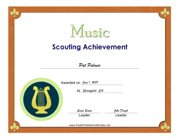 Music Badge certificate