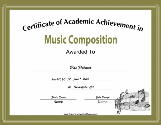 Music Composition Academic certificate