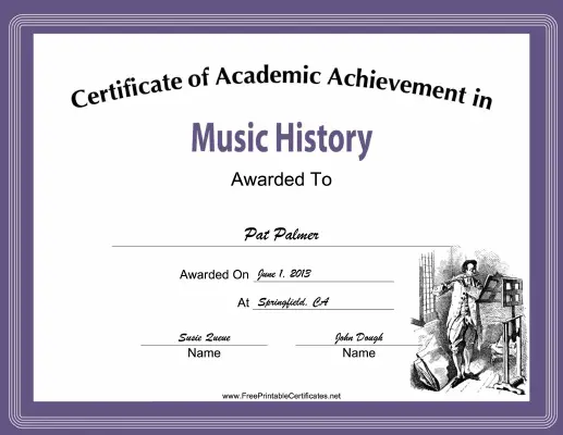 Music History Academic certificate