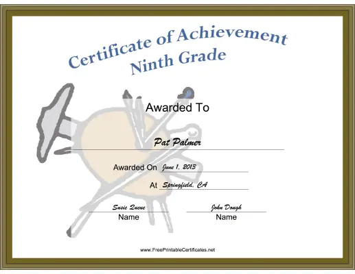 Ninth Grade Achievement certificate