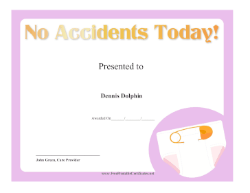 No Accidents Today certificate