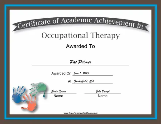 Occupational Therapy Academic certificate