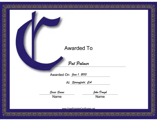 Offset C Monogram certificate