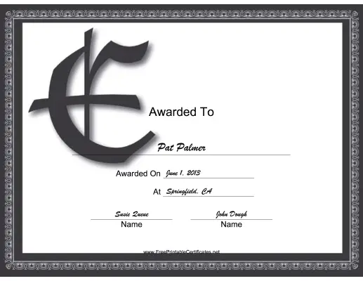 Offset E Monogram certificate